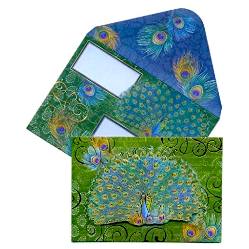 Punch Studio Single (1) Peacock Fan Tail 3D Blank Card - Retired Design (76924)